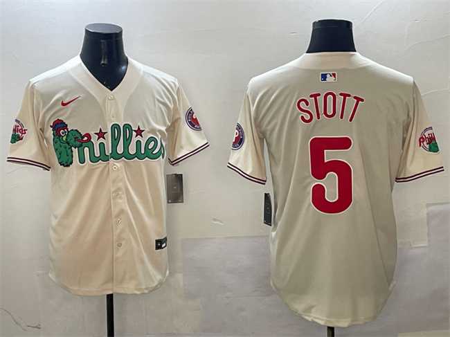 Mens Philadelphia Phillies #5 Bryson Stott Cream Phanatic Limited Stitched Jersey